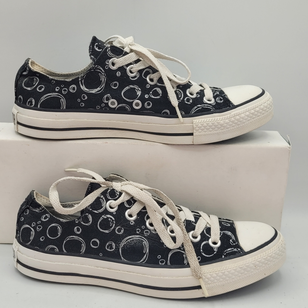 Converse Black With Silver Bubbles Skater Sneakers Size 8 - Picture 13 of 16